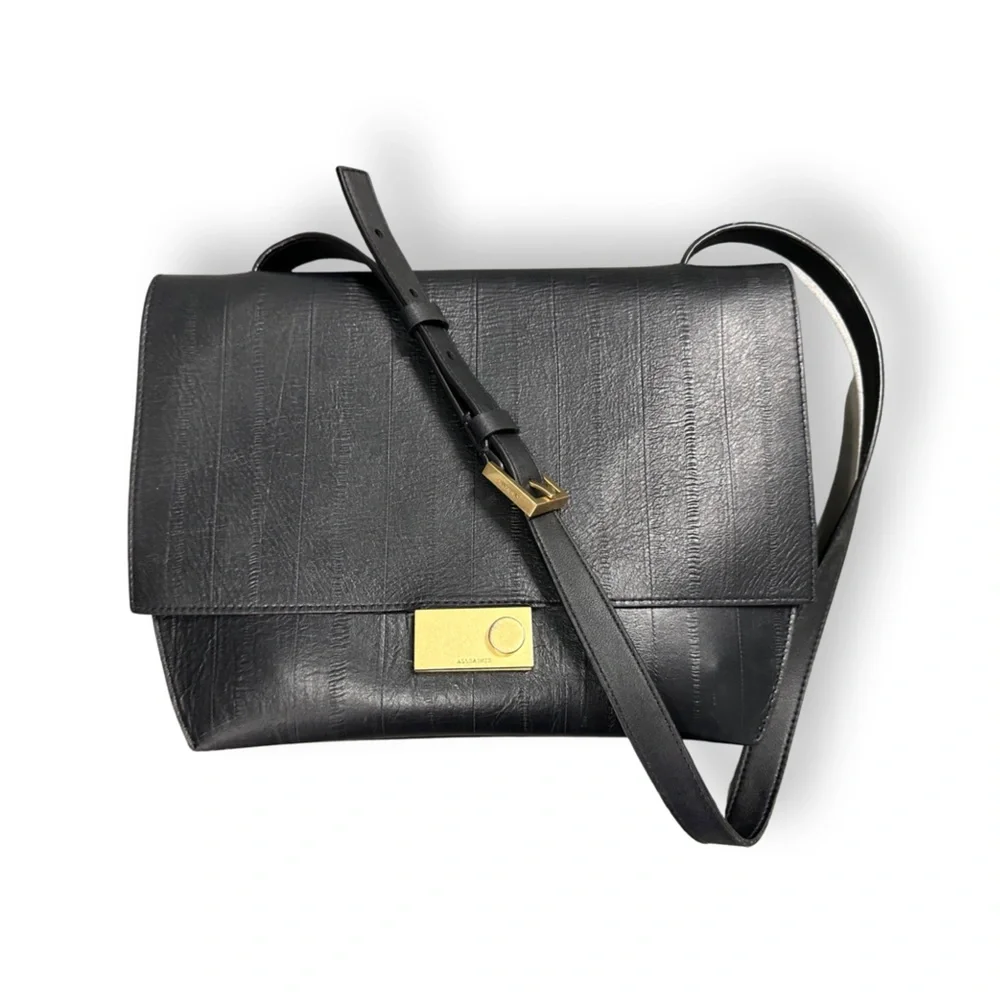 [ ALLSAINTS ] Harley Eel Embossed Leather Crossbody Bag w: luxe Clasp : … - Picture 4 of 9